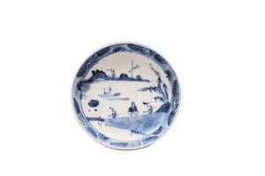 康熙青花旅行景觀圖小盤(pán)